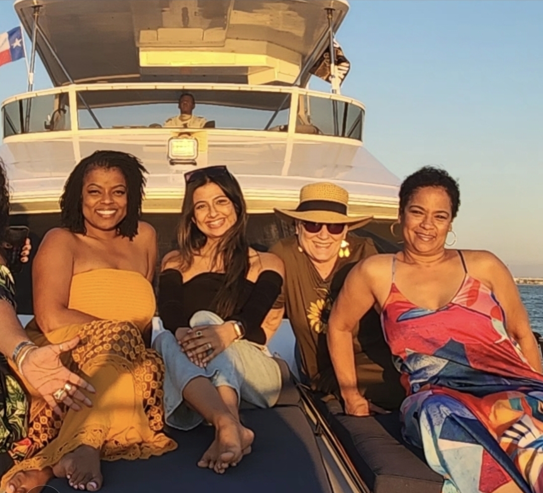 Guests enjoying golden hour aboard Sea Ya Later
