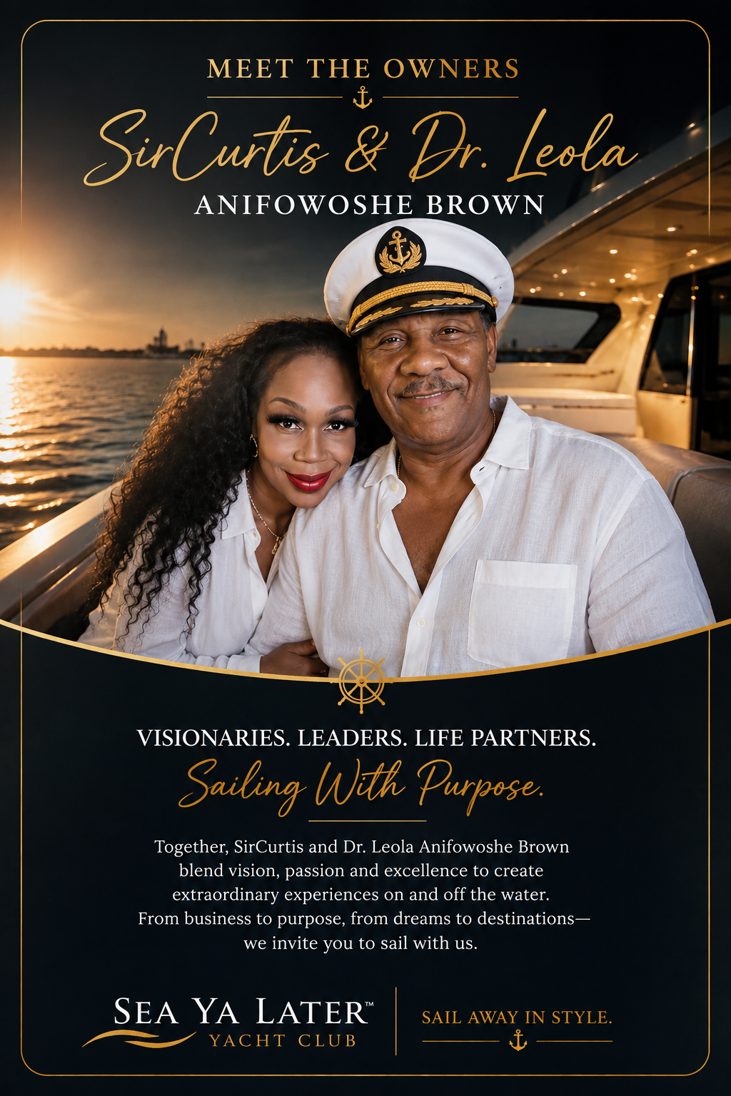 Meet the owners: SirCurtis and Dr. Leola Anifowoshe Brown of Sea Ya Later Yacht Club